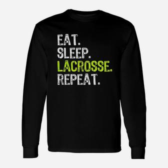 Eat Sleep Lacrosse Repeat Player Lax Funny Cool Gift Unisex Long Sleeve | Crazezy UK