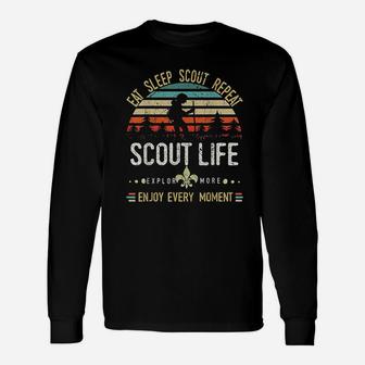 Eat Sleep Scout Repeat Vintage Scouting Life Unisex Long Sleeve | Crazezy CA