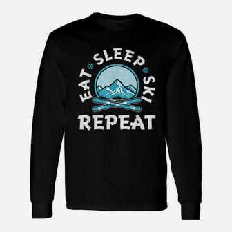 Eat Sleep Ski Repeat Unisex Long Sleeve | Crazezy DE