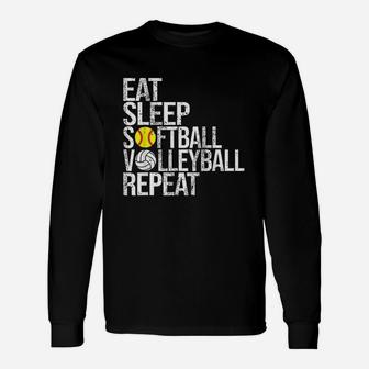 Eat Sleep Softball Volleyball Repeat Unisex Long Sleeve | Crazezy