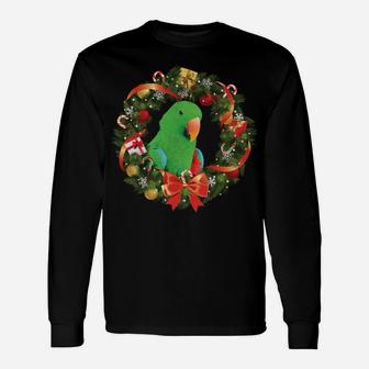 Eclectus Parrot Christmas Wreath Unisex Long Sleeve | Crazezy UK