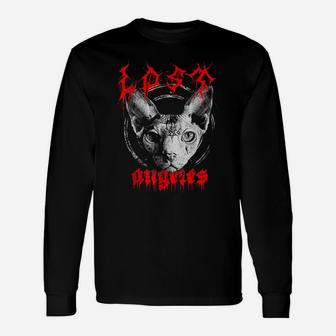 Edgy Gothic Clothing Sphynx Cat Lovers Occult Graphic Unisex Long Sleeve | Crazezy CA