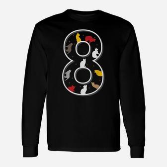 Eighth 8 Year Old Birthday Gift Theme Cat Lovers Children Unisex Long Sleeve | Crazezy CA
