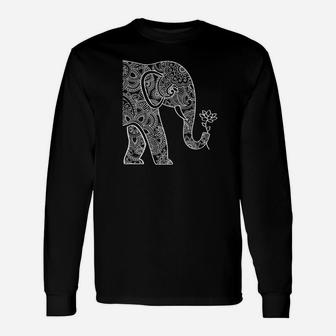 Elephant Holding Lotus Long Sleeve T-Shirt - Thegiftio UK