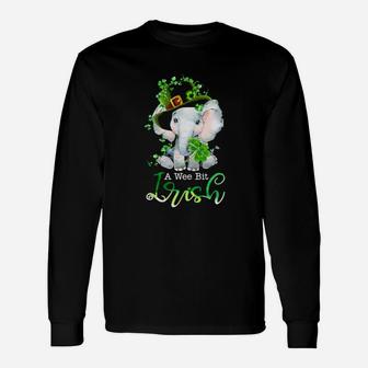 Elephant A Wee Bit Irish For Patrick's Day Lover Long Sleeve T-Shirt - Monsterry