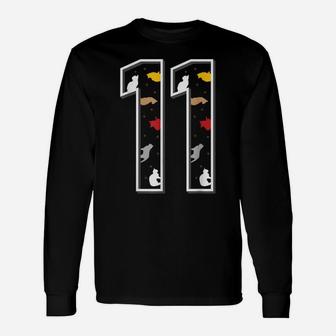 Eleven 11 Year Old Birthday Gift Theme Cat Lovers Children Unisex Long Sleeve | Crazezy CA