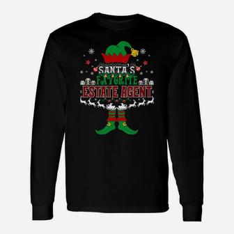 Elf Xmas Santa's Favorite Estate Agent Ugly Sweater Funny Sweatshirt Unisex Long Sleeve | Crazezy CA