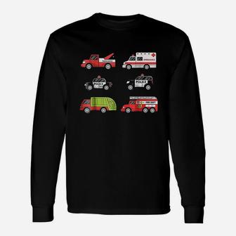 Emergency Vehicles Fire Truck Police Car Ambulance Unisex Long Sleeve | Crazezy DE