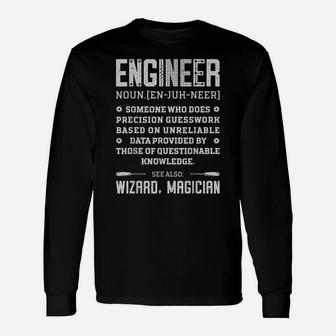 Engineer Definition Funny Noun Engineering Dictionary Term Unisex Long Sleeve | Crazezy CA