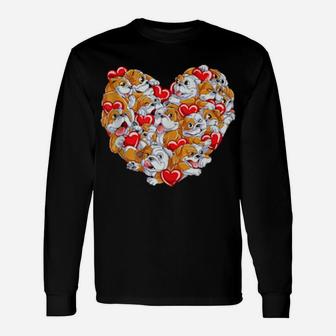 English Bulldog Heart Valentines Day Dog Long Sleeve T-Shirt - Monsterry
