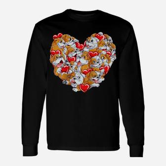 English Bulldog Heart Valentines Day Men Dog Lover Raglan Baseball Long Sleeve T-Shirt - Monsterry