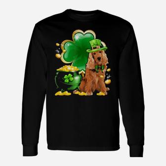 English Cocker Spaniel Shamrock Irish Saint St Patrick Day Long Sleeve T-Shirt - Monsterry AU