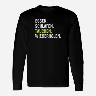 Essen Schlafen Tauchen Wiederholen Langarmshirts, Taucher Tee Schwarz - Seseable