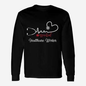 Essential Healthcare Worker Heartbeat Valentines Day Gifts Unisex Long Sleeve | Crazezy