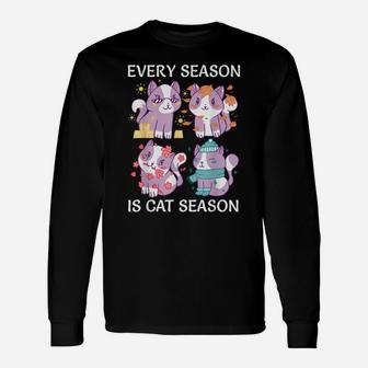 Every Season Is Cat Season Funny Cat Owners Lovers Gift Unisex Long Sleeve | Crazezy DE