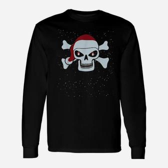 Eye Ornament Skull Santa Hat Pajamas Long Sleeve T-Shirt - Monsterry