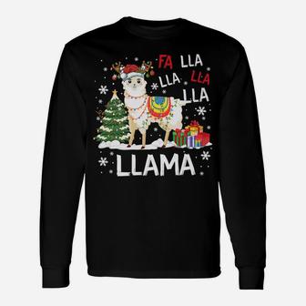 Fa Lla Lla Llama Christmas Llama Xmas Pajama Funny Gifts Unisex Long Sleeve | Crazezy UK