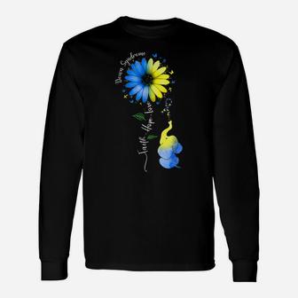 Faith Hope Love Down Syndrome Awareness Ribbon Yellow Blue Unisex Long Sleeve | Crazezy