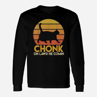 Fat Cats Chonk Oh Lawd He Comin Vintage Retro Sunset Unisex Long Sleeve | Crazezy