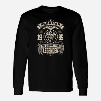 Februar 1985 Geburt von Legenden Schwarzes Langarmshirts, Retro Design Tee - Seseable