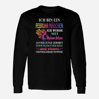 Februar Mädchen Geburtstags-Langarmshirts, Spruch mit Drachenmotiv - Seseable