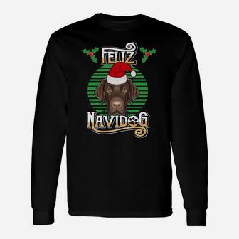 Feliz Navidog Labrador Dog Holiday Merry Christmas Graphic Sweatshirt Unisex Long Sleeve | Crazezy