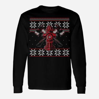 Fire Hydrant Fireman Rescue Ugly Christmas Sweater Style Sweatshirt Unisex Long Sleeve | Crazezy CA