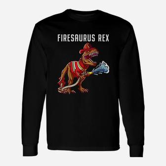 Firefighter T Rex Dinosaur Unisex Long Sleeve | Crazezy