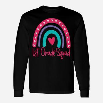 First 1St Grade Squad Back To School Day Boho Rainbow Funny Unisex Long Sleeve | Crazezy CA