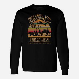 First Annual Wkrp Thanksgiving Day Turkey Drop November 22 1978 Vintage Unisex Long Sleeve | Crazezy