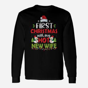 First Christmas With My Hot New Wife Funny Couple Gifts Unisex Long Sleeve | Crazezy CA
