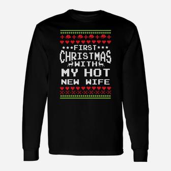 First Christmas With My Hot New Wife Married Matching Couple Unisex Long Sleeve | Crazezy