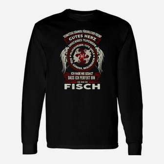 Fisch-Angler Langarmshirts mit Lustigem Spruch: Gutes Herz, Schlechter Mund - Seseable