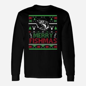 Fishing Ugly Christmas Apparel Bass Fish, Merry Fishmas Sweatshirt Unisex Long Sleeve | Crazezy AU