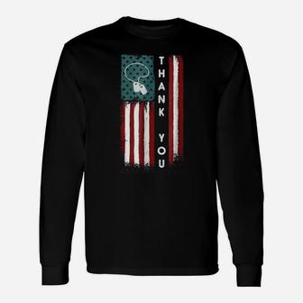 Flag And Dog Tag Military Thank You Unisex Long Sleeve | Crazezy