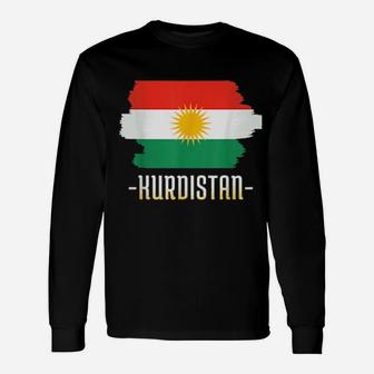Flag Of Kurdistan Grunge Distressed Long Sleeve T-Shirt - Monsterry