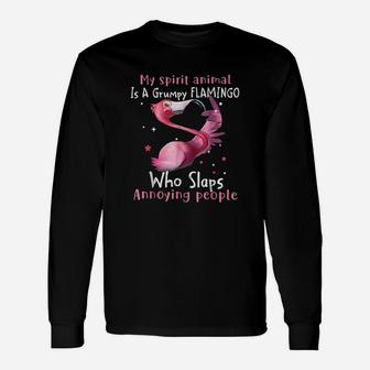 Flamingo Lover My Spirit Animal Is Grumpy Flamingo Unisex Long Sleeve | Crazezy CA