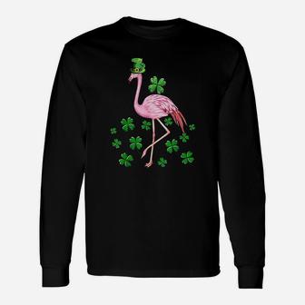 Flamingo Shamrock Leprechaun St Patricks Day Long Sleeve T-Shirt - Thegiftio UK