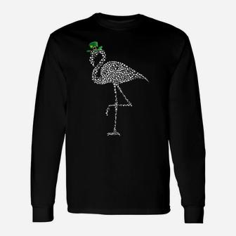 Flamingo St Patricks Day Irish Green Shamrock Long Sleeve T-Shirt - Monsterry UK