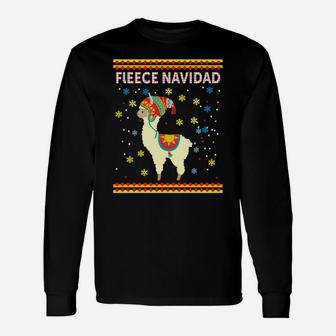 Fleece Navidad Xmas Sweatshirt Cute Lllama Ugly Christmas Unisex Long Sleeve | Crazezy
