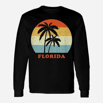 Florida Vintage Retro Sun & Palm Vacation Unisex Long Sleeve | Crazezy CA