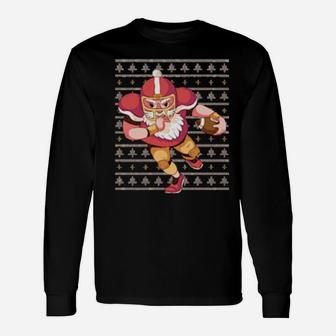 Football Santa Ugly Sweater Long Sleeve T-Shirt - Monsterry DE
