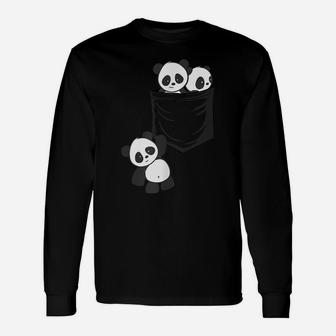 For Panda Lovers Cute Kawaii Baby Pandas In Pocket Unisex Long Sleeve | Crazezy