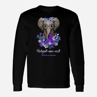 Forget Me Not Alzheimer's Awareness Elephant Flower Unisex Long Sleeve | Crazezy CA