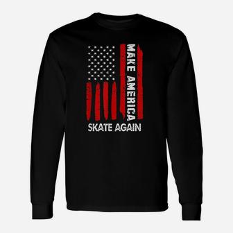 Forth 4th Of July Outfit Make America Skate Again Long Sleeve T-Shirt - Thegiftio UK