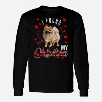 I Found My Valentines Red Plaid Pomeranian Dog Long Sleeve T-Shirt - Monsterry