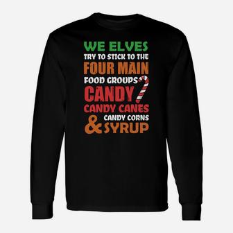 Four Main Food Groups Elf Funny Christmas Family Matching Unisex Long Sleeve | Crazezy