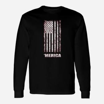 Fourth Of July American Flag Graphic Design Unisex Long Sleeve | Crazezy DE