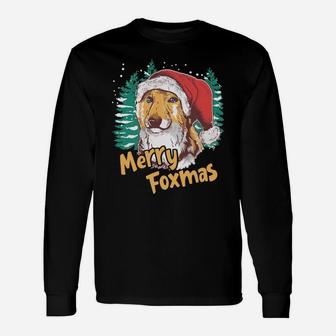 Fox Santa Merry Foxmas Christmas Xmas Family Holidays Gift Sweatshirt Unisex Long Sleeve | Crazezy CA