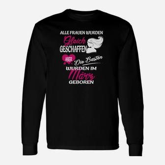 Frauen im März Geboren Langarmshirts, Schwarzes Damen Tee mit Spruch - Seseable